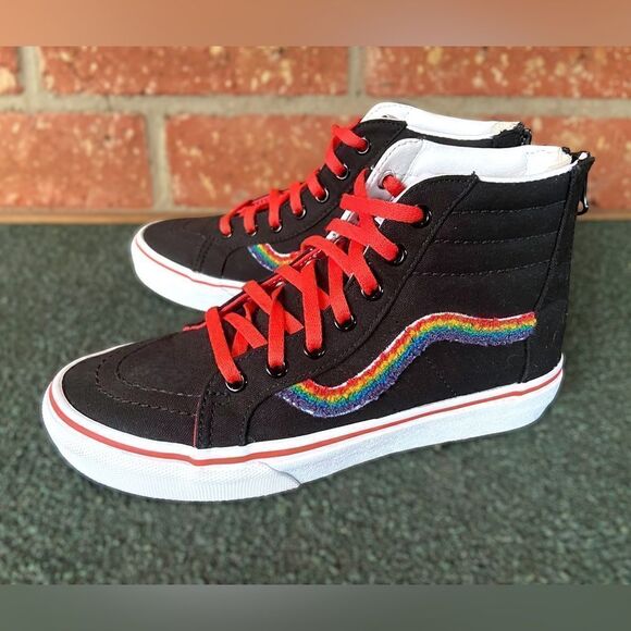 Vans SK8-Hi Zip Chenille Rainbow Kids Size 3.5 - Picture 14 of 14